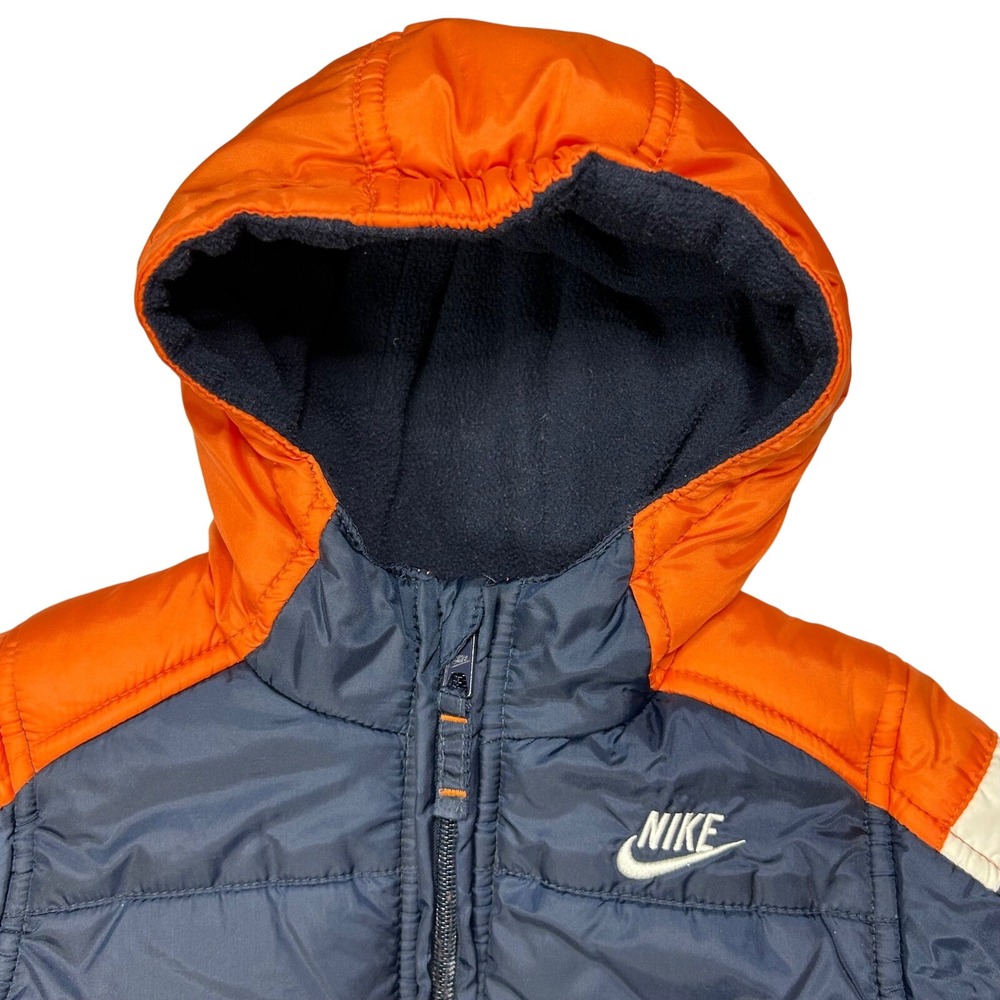 Nike Kids Puffer Jacket 12 Months Blue‎ Orange Hooded Coat Winter Warm